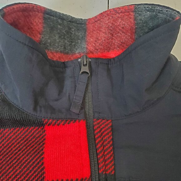 Columbia Sweater Weather 1/2 Zip Buffalo Plaid Red Black Sweatshirt Men's XL - Picture 3 of 10